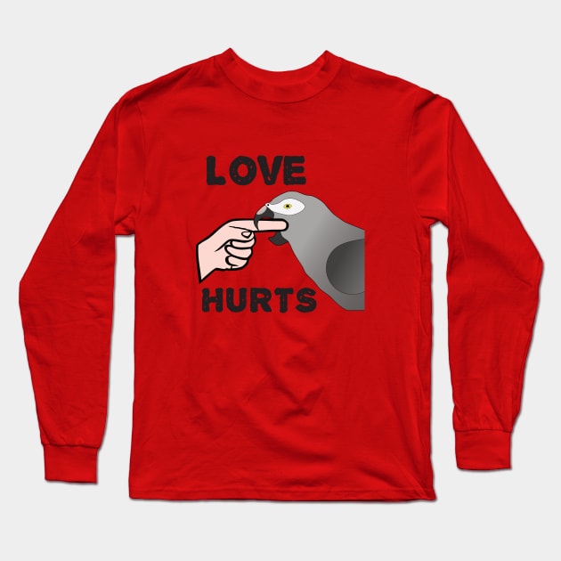 Love Hurts - Timneh African Grey Parrot Long Sleeve T-Shirt by Einstein Parrot